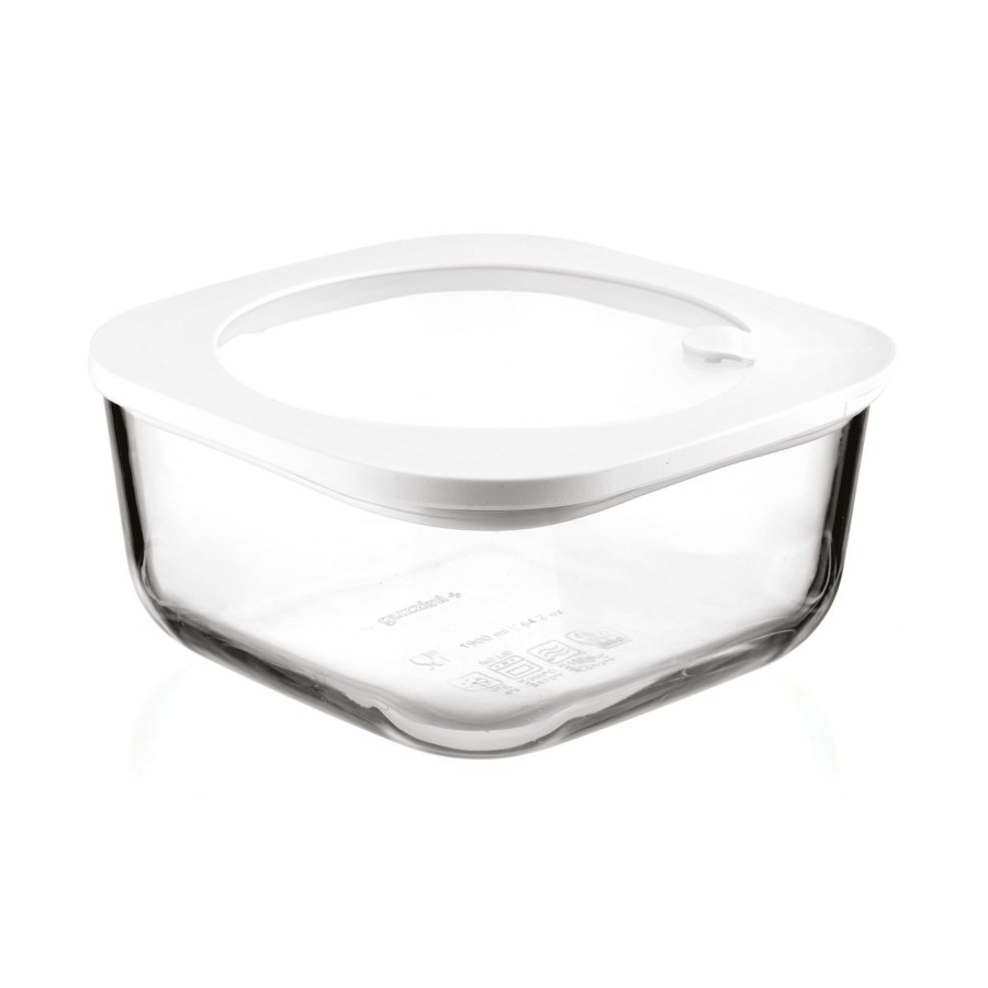Cucina Guzzini | Store&More Glass Contenitore Ermetico In Vetro L Per Frigo/Freezer/Forno A Microonde Bianco